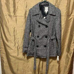 Stylish Black and White Pea Coat